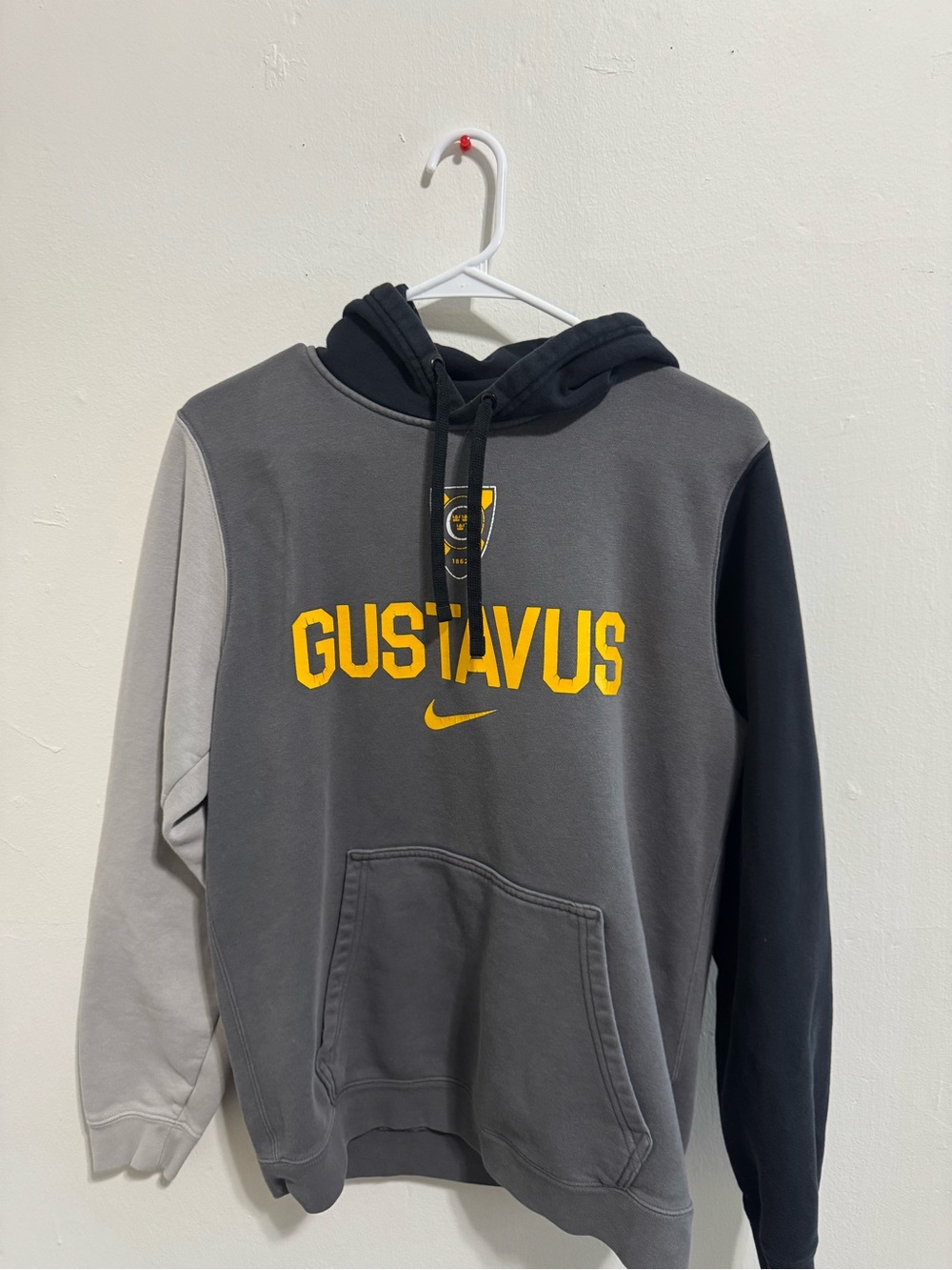 Nike Gustavus Colorblock Hoodie in Gray with Yellow Logo
